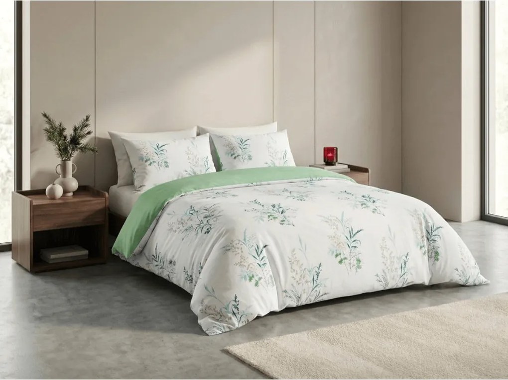 Lenjerie de pat din microfibra VERDELLE alb-verde Dimensiune lenjerie de pat: 70 x 90 cm | 140 x 220 cm