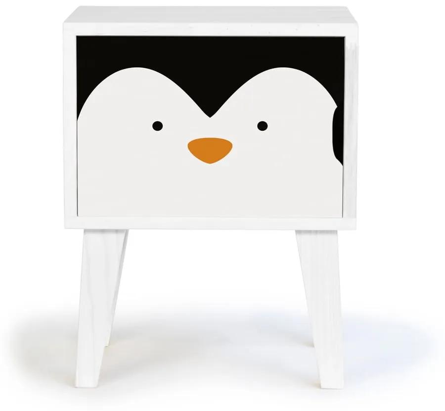 Noptieră din lemn pentru copii Little Nice Things Penguin