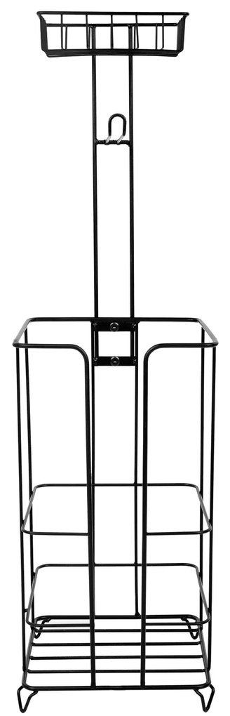 Suport hârtie igienică cu raft, metal/negru, MERDO
