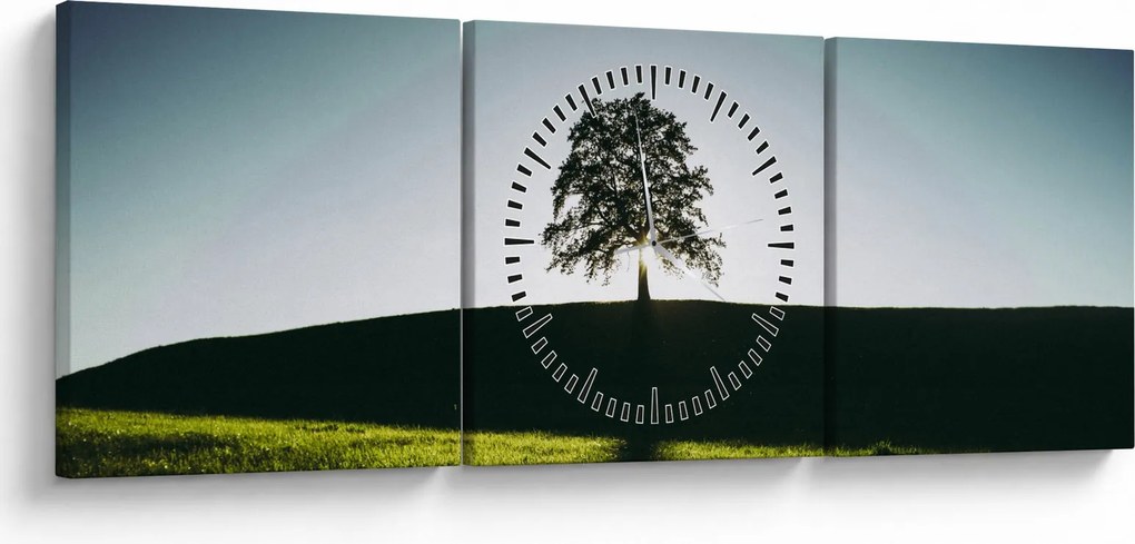 Tablou cu natura - copac (cu ceas) (90x30 cm)