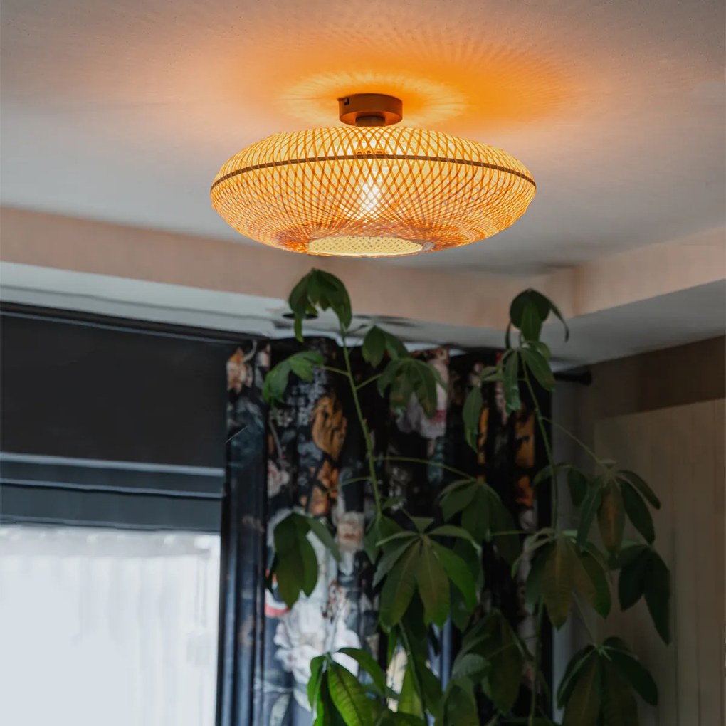 Plafonieră inteligentă din bambus 50 cm, inclusiv Wifi G95 - Ostrava