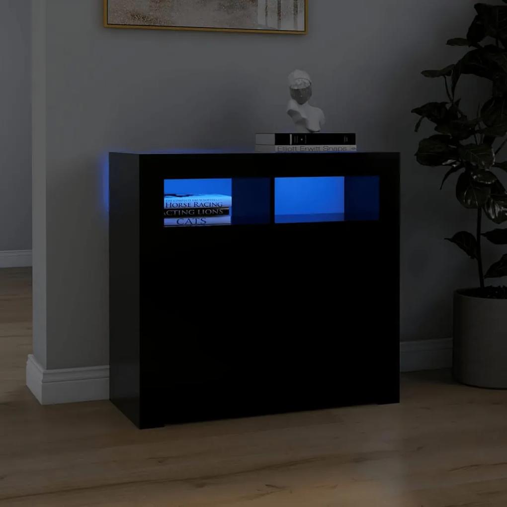Servanta cu lumini LED, negru, 80x35x75 cm 1, Negru, 80 x 35 x 75 cm