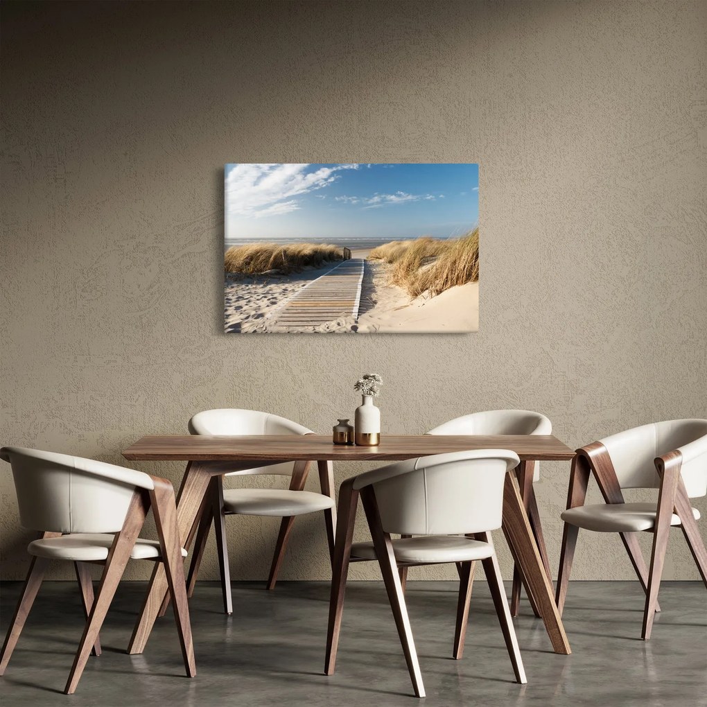 Tablou - Plaja cu nisip de pe insula Langeoog, Germania (90x60 cm)