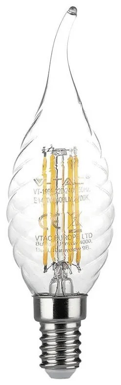 Bec e14 cu filament led 4w 6500k model spirala