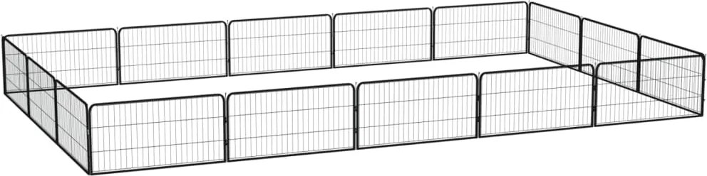vidaXL Țarc câini 16 panouri negru 100x50 cm oțel vopsit electrostatic