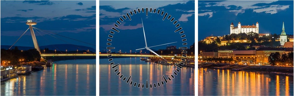Tablou cu Bratislava și palat (cu ceas) (90x30 cm)