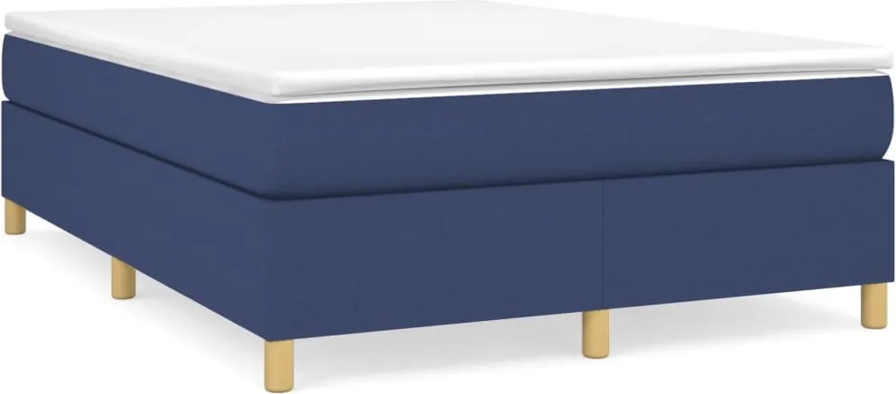 vidaXL Cadru de pat cu arcuri, albastru, 140x200 cm, textil