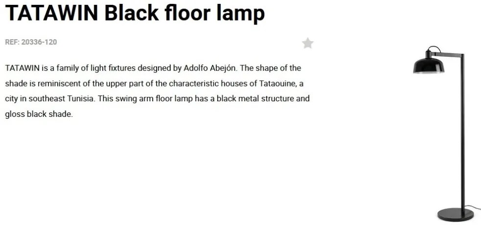 Lampadar/Lampa de podea design ambiental TATAWIN negru