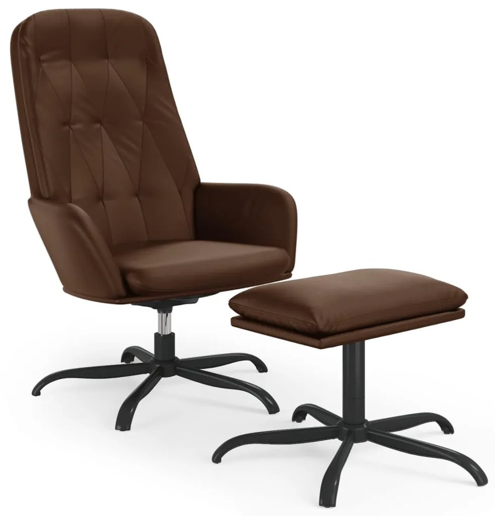 3097653 vidaXL Scaun de relaxare cu taburet, maro lucios, piele ecologică