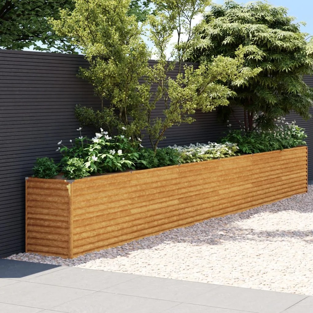 vidaXL Strat înălțat de grădină, 578x50x69 cm, oțel corten