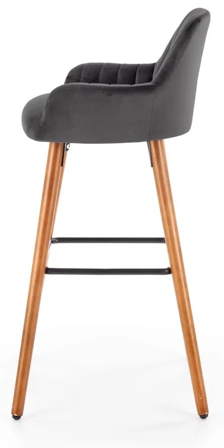 Scaun bar catifea H-93 gri inchis - H 98 cm