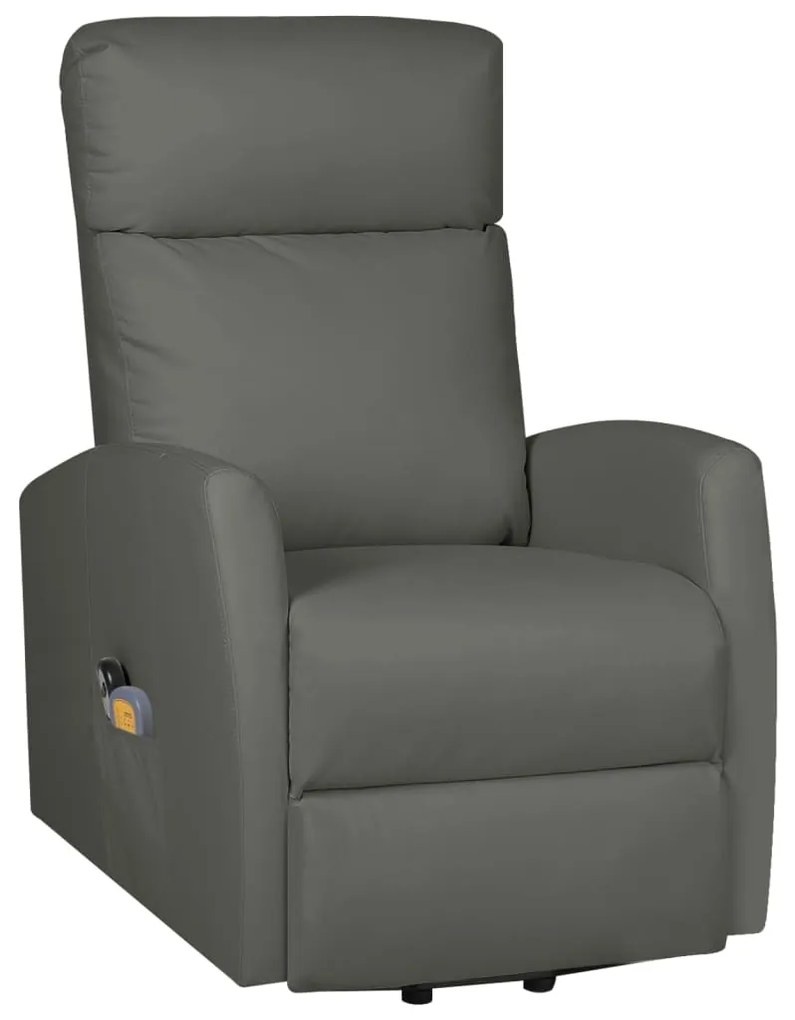 329635 vidaXL Fotoliu de masaj cu ridicare, gri, piele ecologică