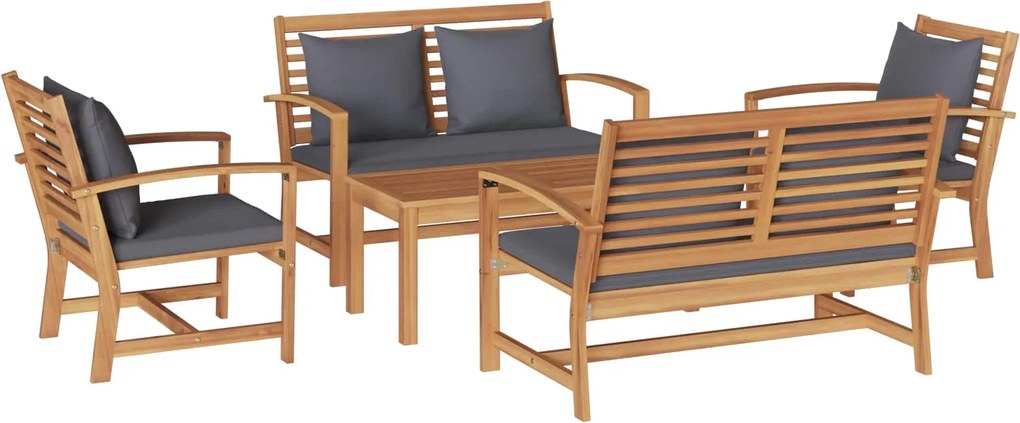 vidaXL Set de canapele pentru grădină 5 pcs natural Lemn solid de tec