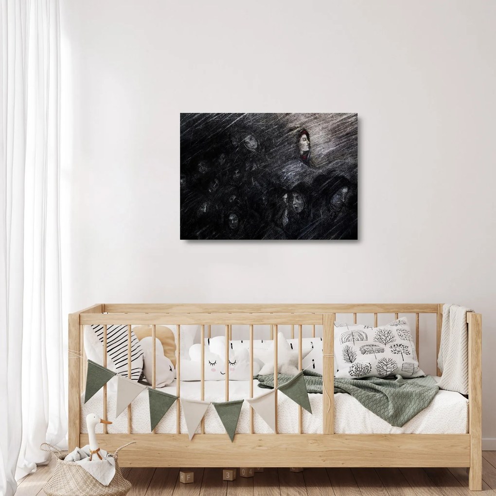Tablou pe sticlă - Tristețe și renunțare (70x50 cm)