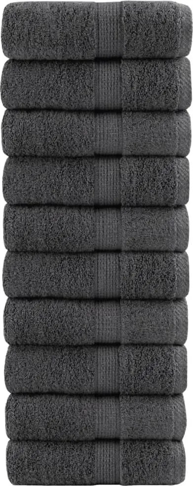vidaXL Prosoape premium, SOLUND 10 buc antracit 30x50 cm 600 gsm
