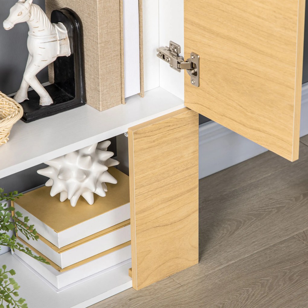 HOMCOM Dulap de depozitare, raft de carti cu 5 nivele cu compartimente deschise, pentru intrare, dormitor, camera de zi, natural | AOSOM RO