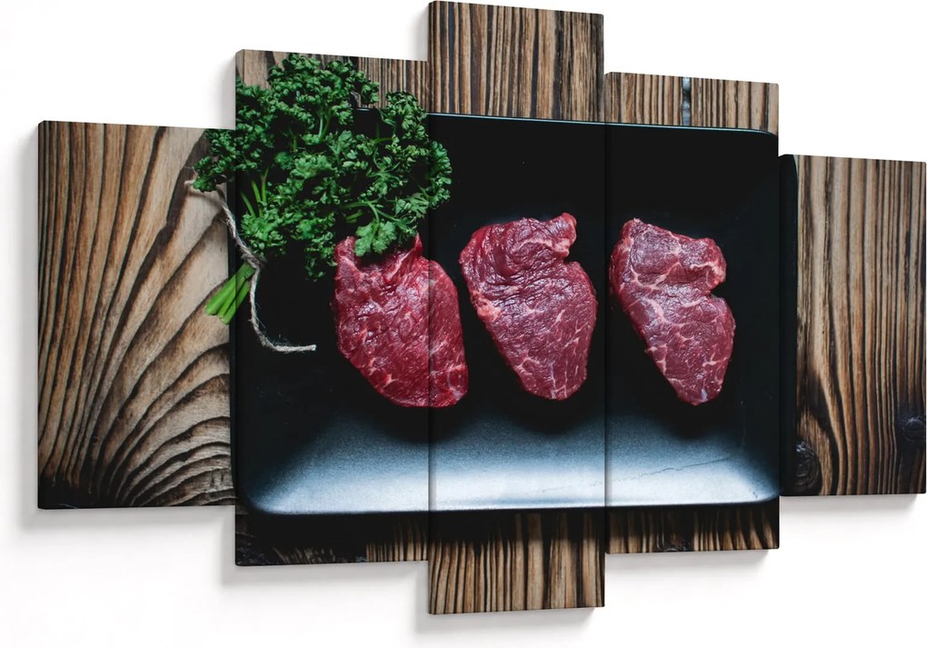 Tablou cu carne pe farfurie (150x105 cm)