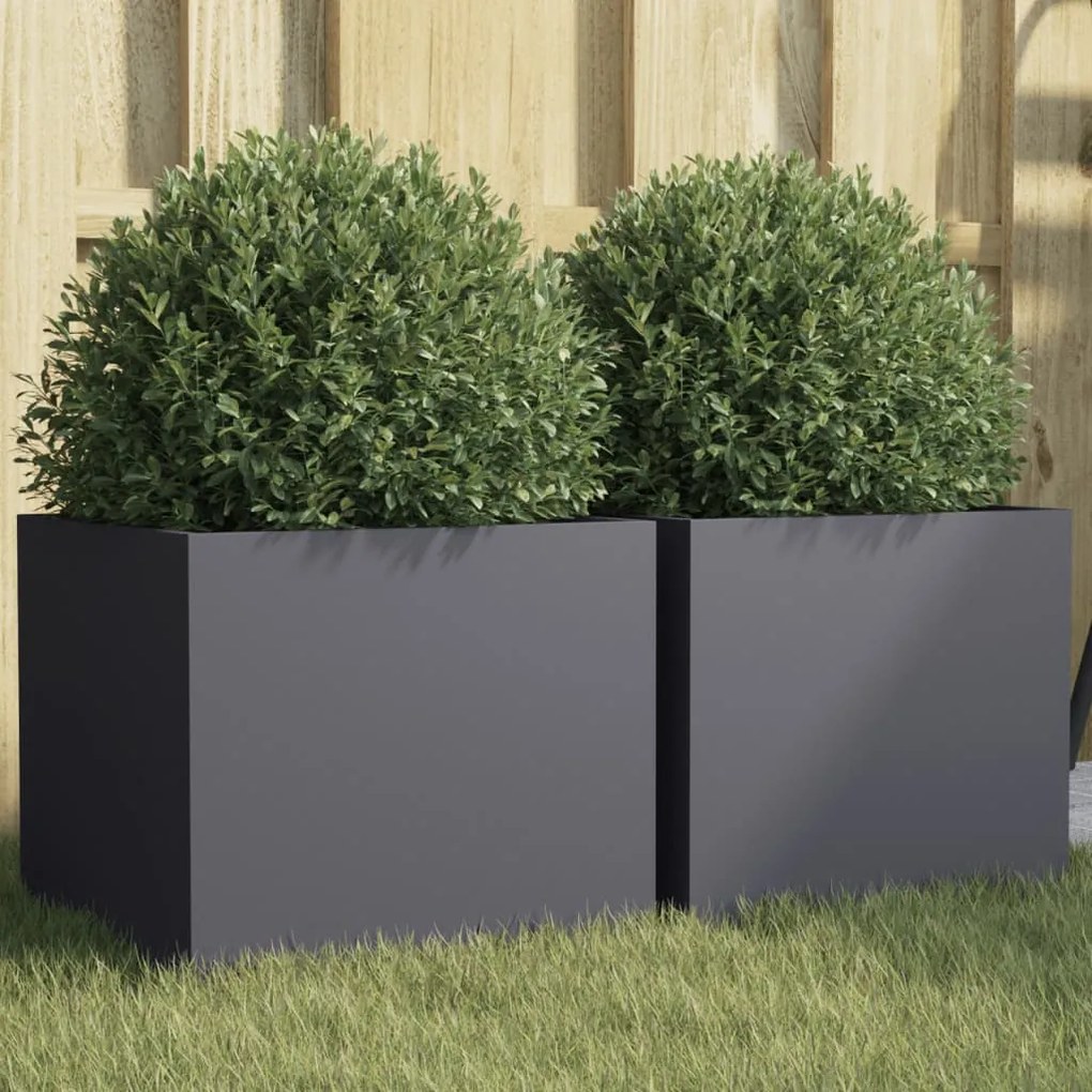 vidaXL Jardiniere, 2 buc., antracit, 32x30x29 cm, oțel
