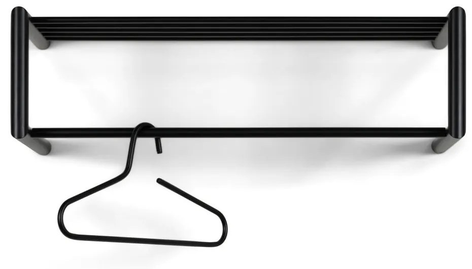 Cuier de perete negru cu raft din metal 80 cm Smooth – Spinder Design