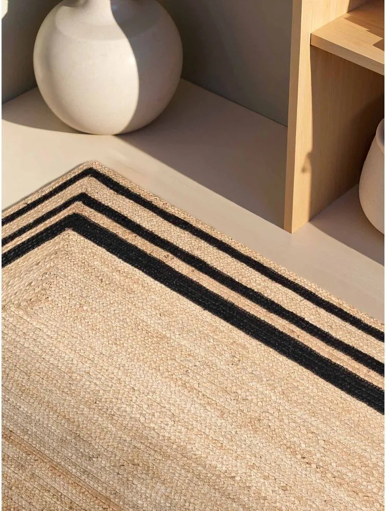 Covor negru/în culoare naturală reversibil/țesut manual din iută 160x230 cm Jutta – Hanse Home