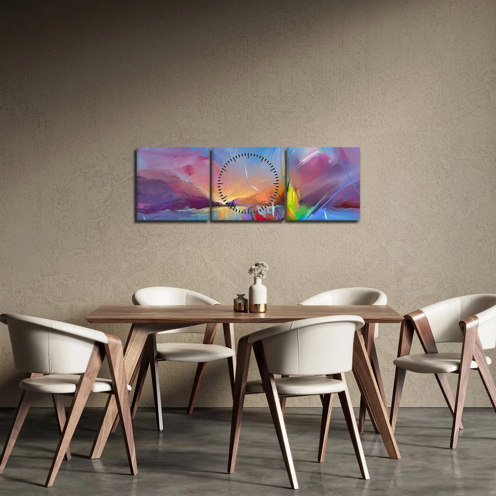 Tablou - Apus de soare (cu ceas) (90x30 cm)