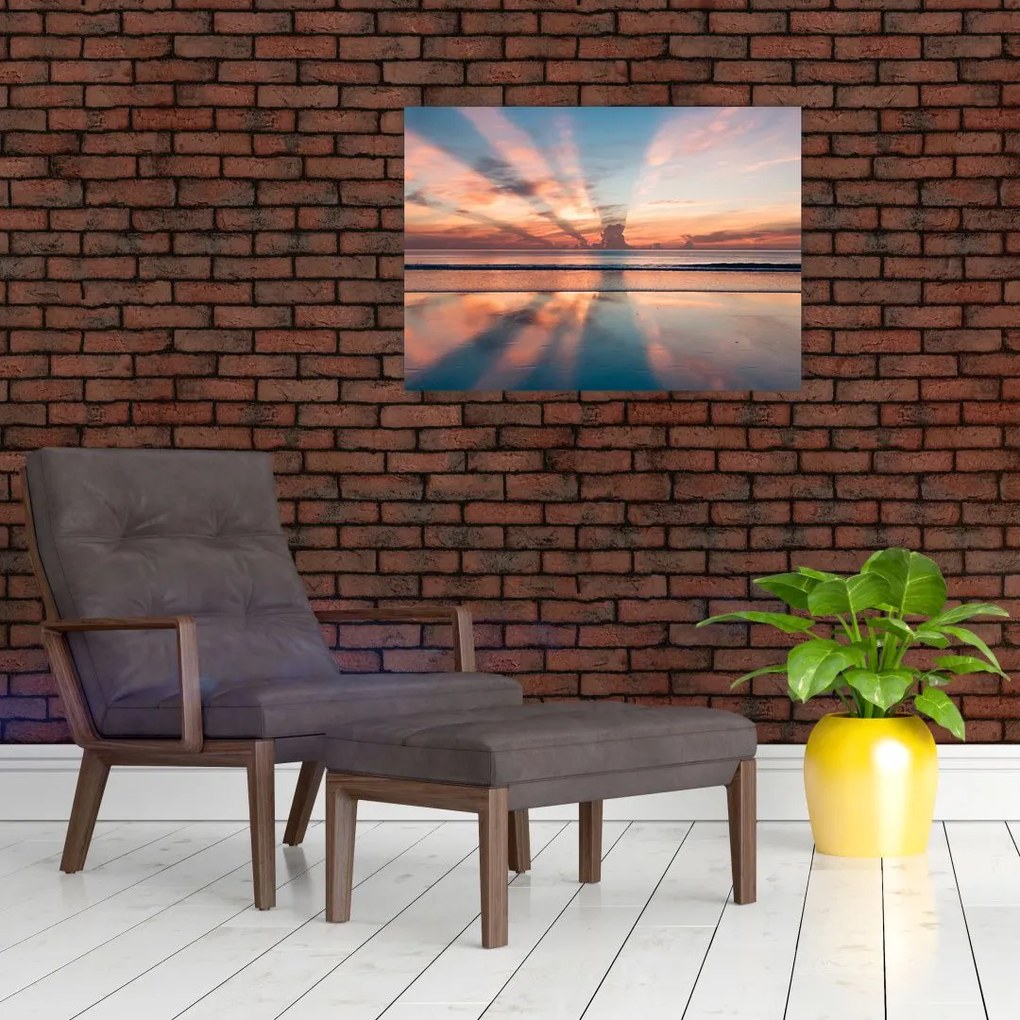 Tablou cu razele solare deasupra plajei Dayton (70x50 cm)