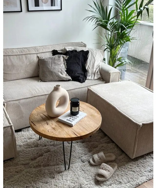 Canapea extensibila cu trei locuri si taburet SMART SET, crem
