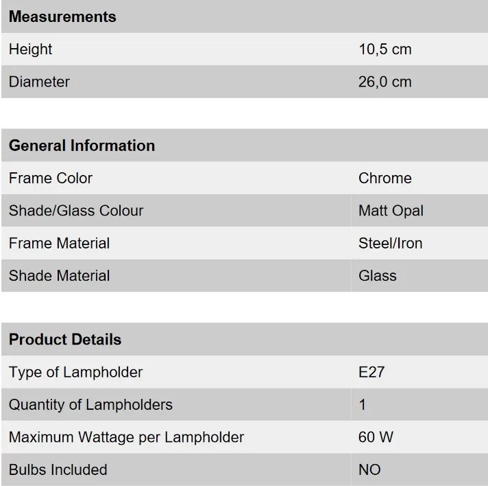 Plafoniera diametru 26cm, Rima chrome NU 9-310/26 chrom OR