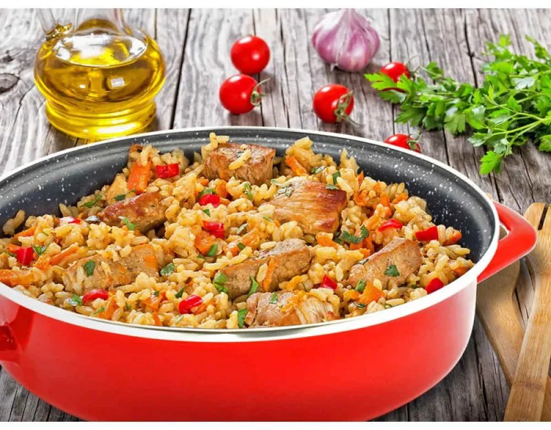 Cratita pentru plita si cuptor Rosberg R51222A28, 28 cm, Inductie, Rosu