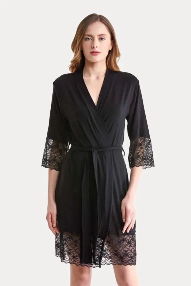Halat pentru femei ELLIE din bambus M Negru / Black