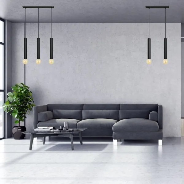 Lustră pe cablu TUBA 3xE27/15W/230V neagră