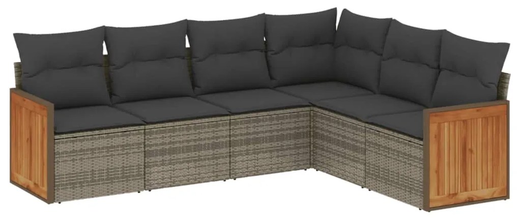 3260086 vidaXL Set mobilier grădină cu perne, 6 piese, gri, poliratan