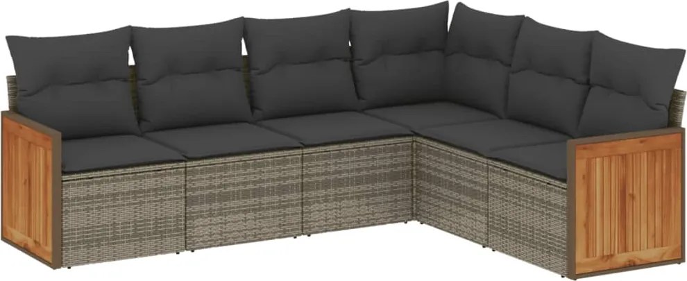 vidaXL Set mobilier grădină cu perne, 6 piese, gri, poliratan