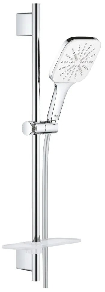 Set para de dus 130 9,5 l min, 3 jeturi, bara de 60 cm si furtun, moonwhite