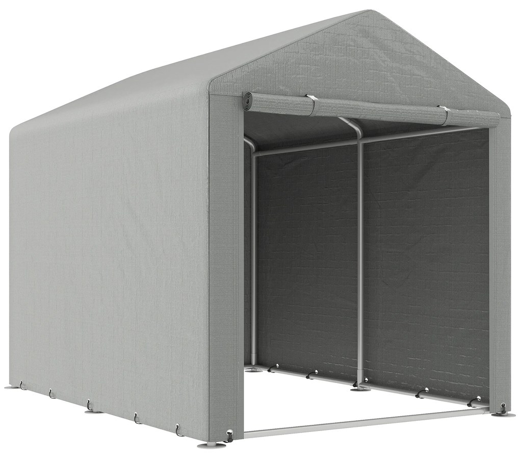 Outsunny Garaj pentru Motociclete, Biciclete și Unelte, Cort cu Fermoar, 160x218x172 cm, Gri Deschis | Aosom Romania