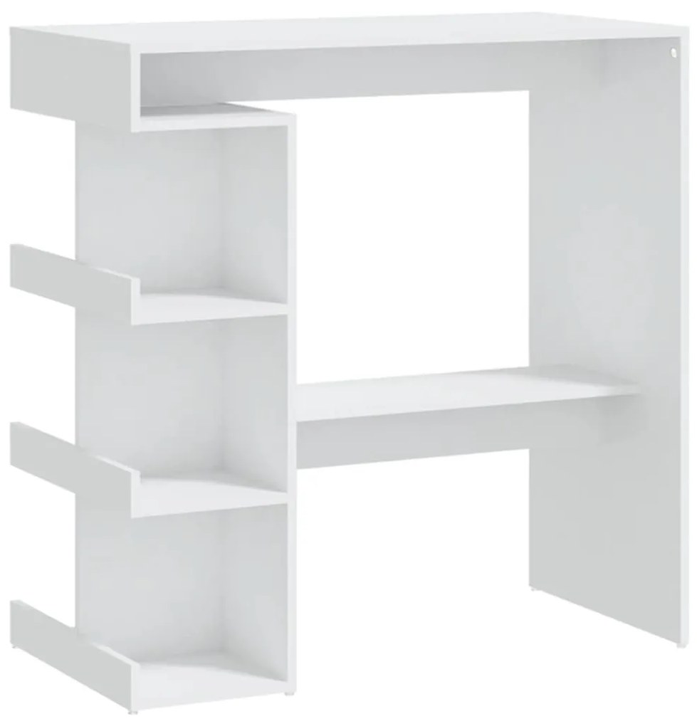 809449 vidaXL Masă bar cu raft de depozitare, alb, 100x50x101,5 cm, PAL