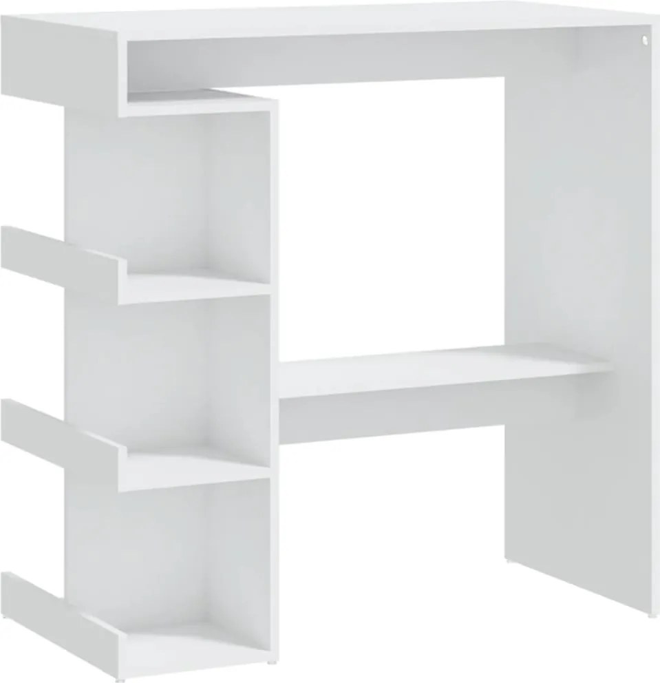 vidaXL Masă bar cu raft de depozitare, alb, 100x50x101,5 cm, PAL