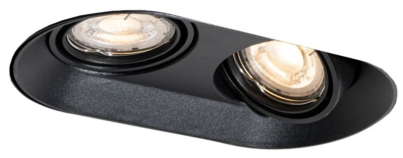 Spot integrat rotund negru GU10 50mm 2 lumini - Hubs