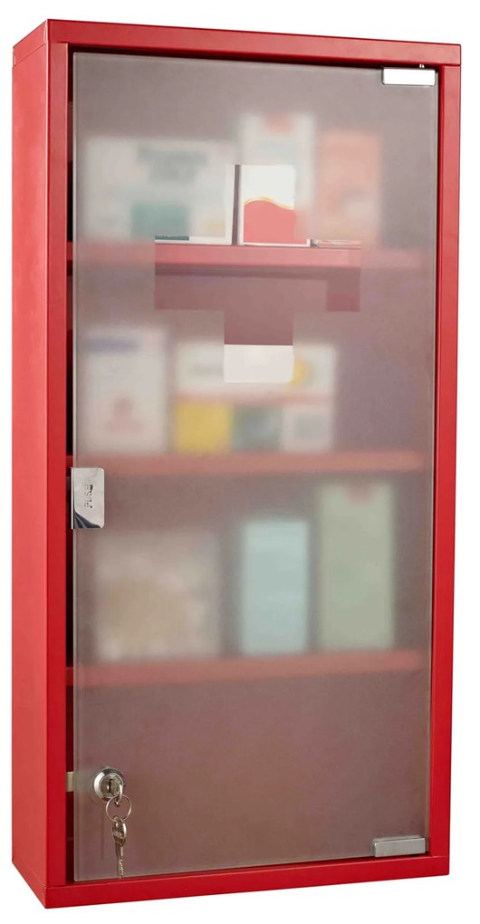 HOMCOM Dulap Prim Ajutor Montabil Perete, Cutie Medicamente, 60x30x12 cm, Roșu | Aosom Romania