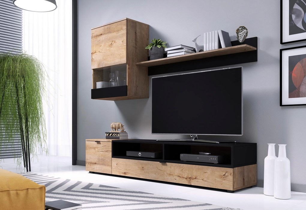 Mobilier living Shea (stejar lefkas + negru). 1008120