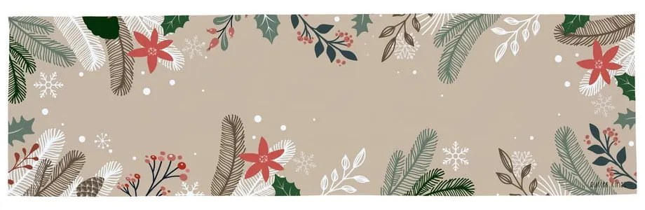 Traversă din bumbac cu motiv de Crăciun Butter Kings Frosted Branches, 140 x 40 cm