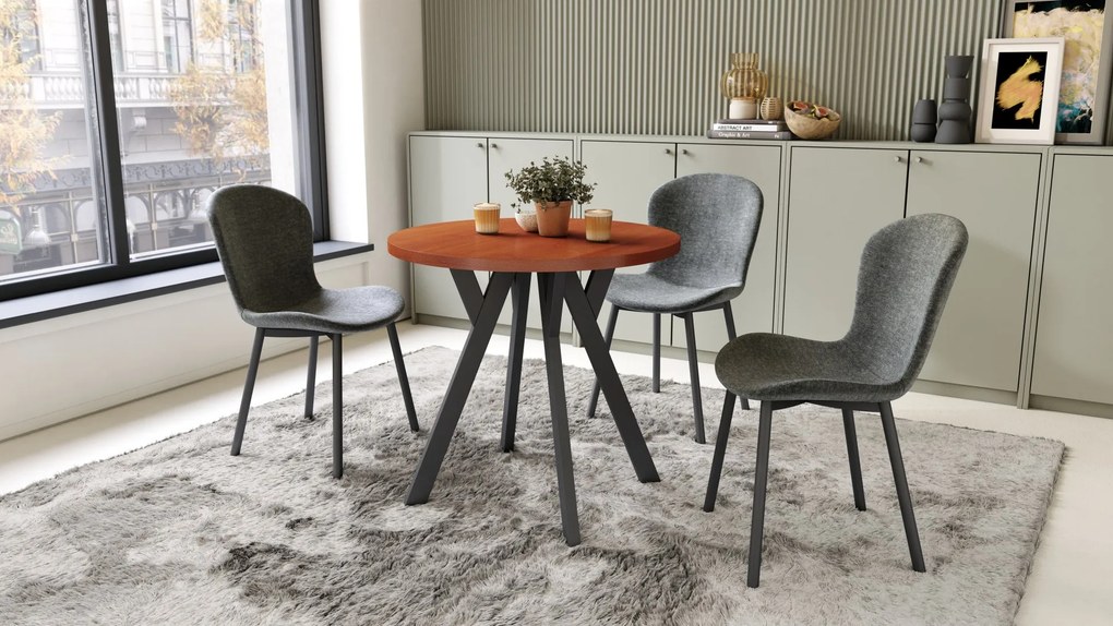 Mazzoni ALMO 80 Calvados/picioare negre - MASĂ ROTUNDĂ CU PICIOARE Y LOFT/INDUSTRIAL PENTRU BUCĂTĂRIE LIVING SAU SUFRAGERIE