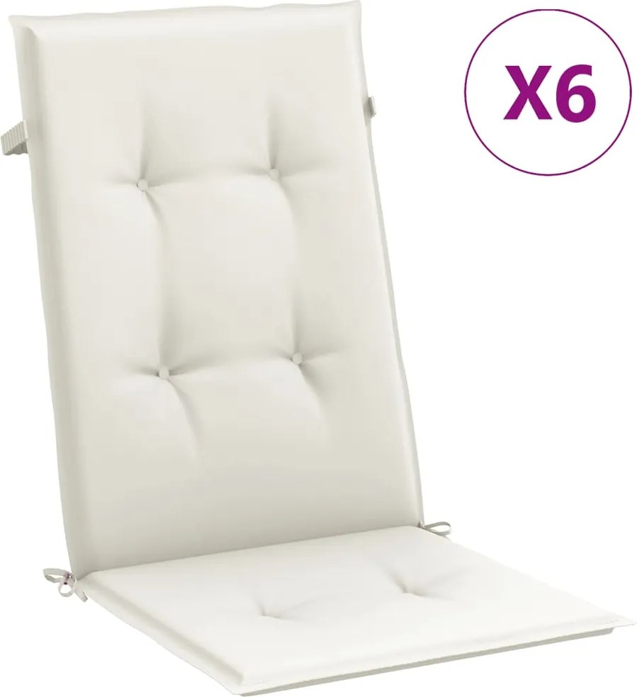vidaXL Perne scaun spătar înalt, 6 buc. melanj crem 120x50x4 cm textil