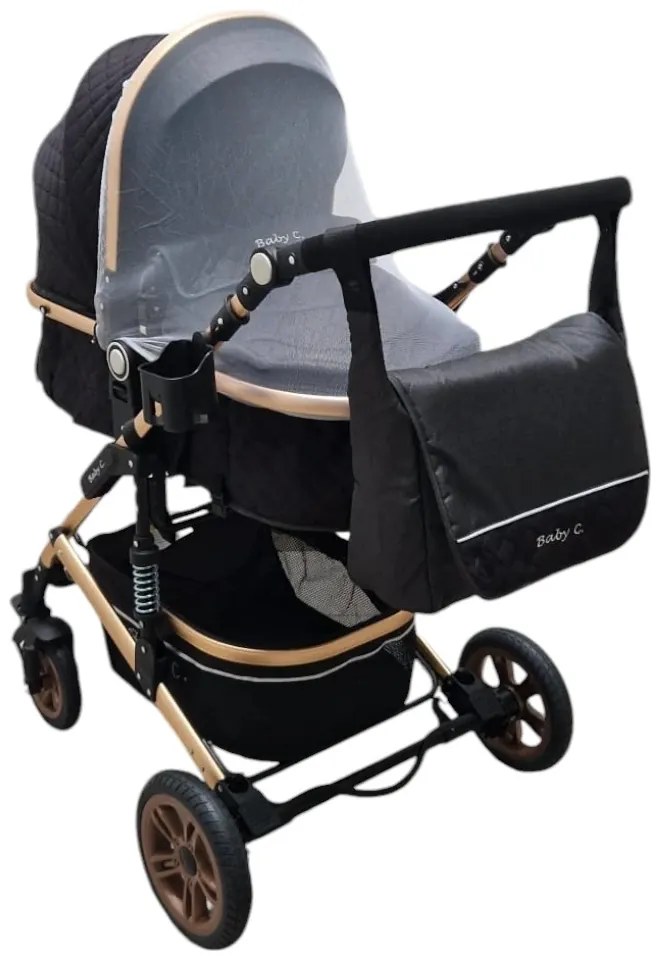 Carucior nou nascuti 2 in 1 Baby Care™ PRO 531, Cu geanta bebe, Cadru Aluminiu Gold , Amortizoare, Roti din cauciuc plin AVE, Spatar reglabil 3