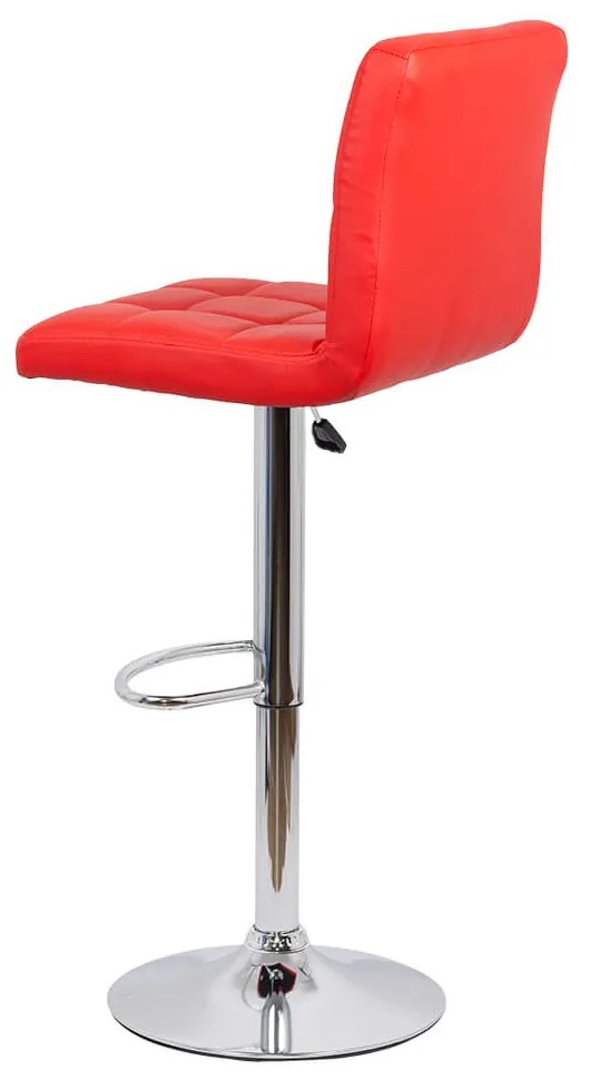Scaun bar rosu rotativ, reglabil pe inaltime, din piele sintetică ABS 191