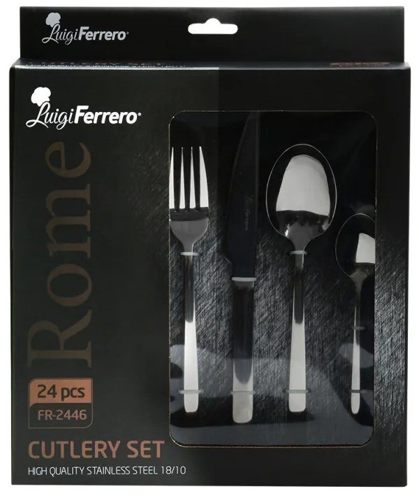 Set de 24 tacâmuri Luigi Ferrero Rome FR-2446, Oțel inoxidabil, Argint