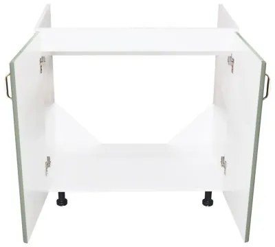 Masca pentru chiuveta cu 2 usi Zebra, Alba/MDF Verde, fara blat, 80 x 82 x 50 cm