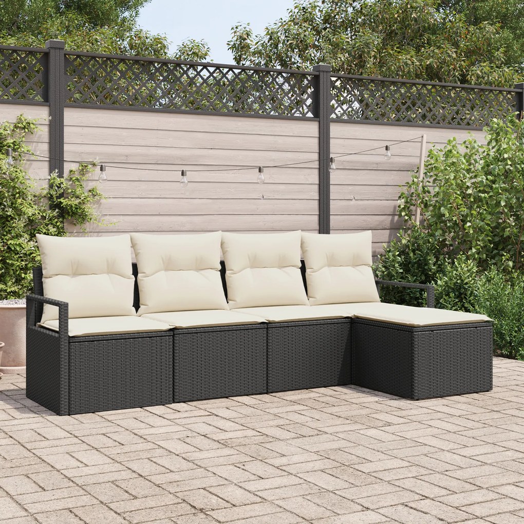 vidaXL Set de canapele pentru grădină 5 pcs Negru Rattan poli