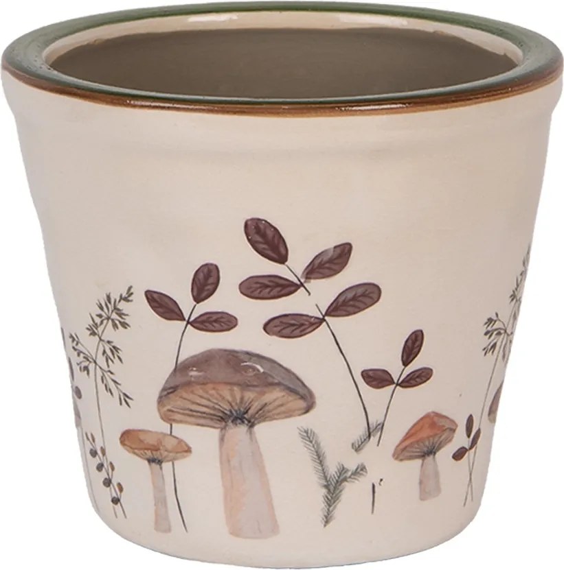 Ghiveci bej, din ceramica, Ø12x11 cm, Mushrooms