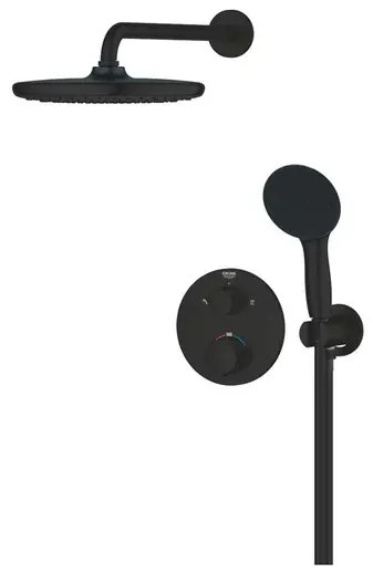 Sistem de dus incastrat Grohe Precision cu palarie rotunda Vitalio Start 250 negru mat